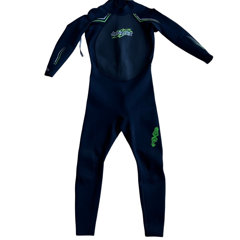Hyperflex AXS Kids 3.2mm Full Body Wetsuit Black Green Surfing Diving Size 10